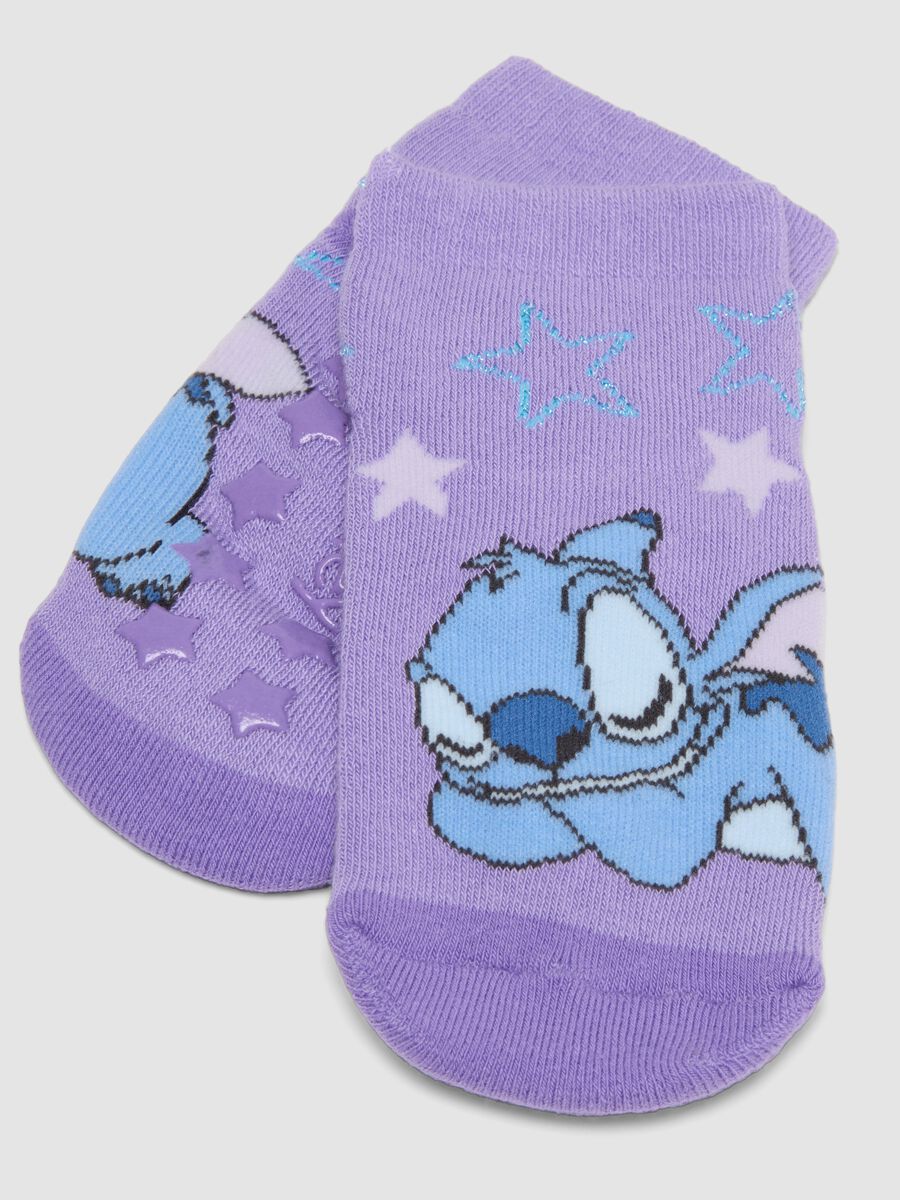 2-pack purple non-slip organic stretch cotton socks with Stitch_1