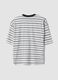 T-shirt blu a righe in puro cotone boxy fit_1