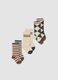 Tripack di calze lunghe beige in cotone organico elasticizzato_0