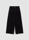 Black wide-leg stretch cotton trousers_0
