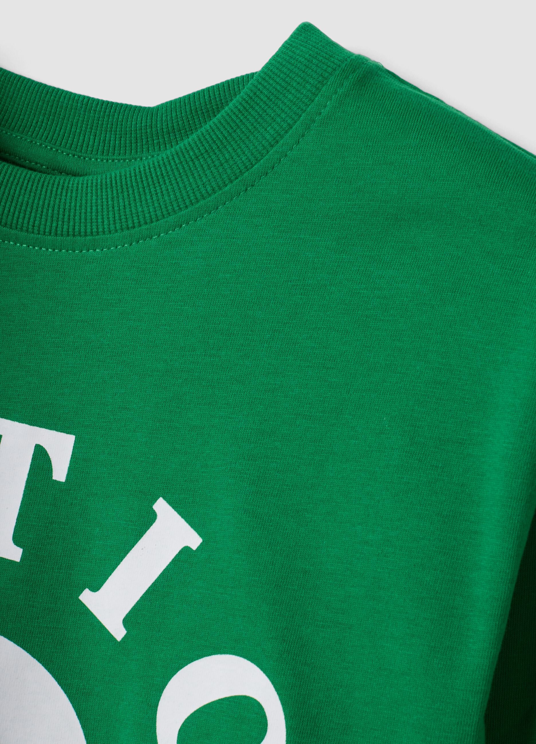 T-shirt verde in puro cotone con stampa Celtics relaxed fit