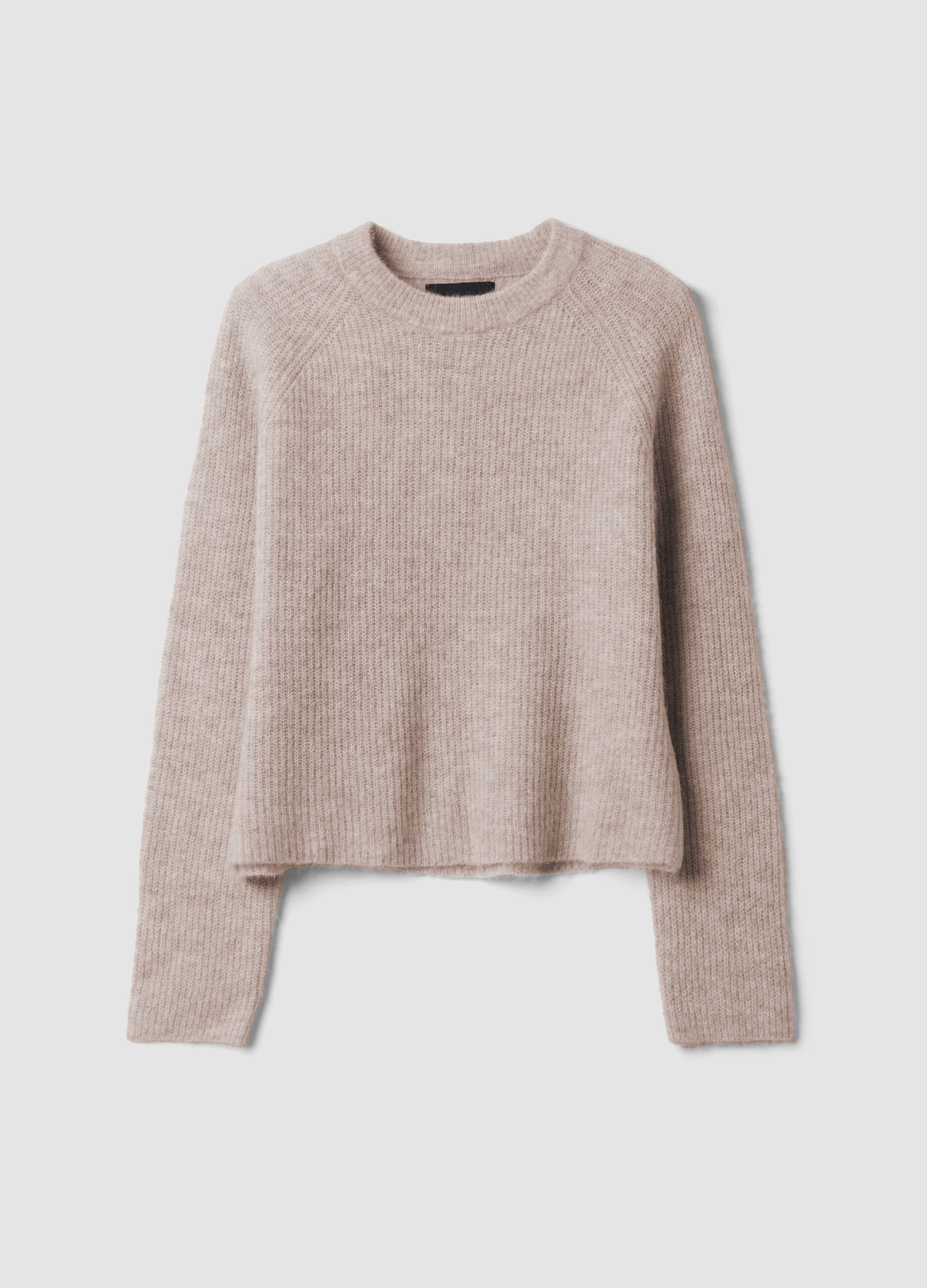 Maglia beige girocollo in lana e alpaca elasticizzato