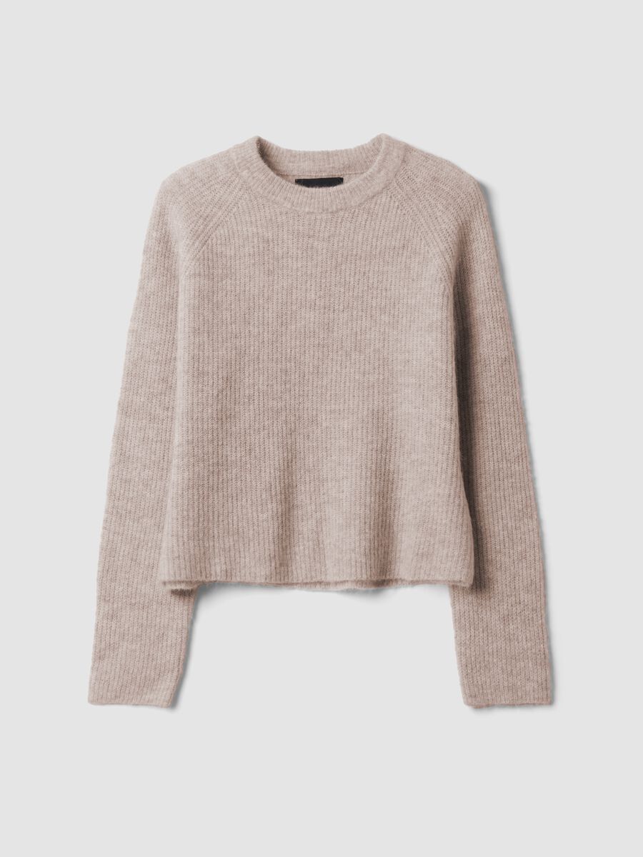 Beige stretch wool and alpaca crew-neck jumper_4