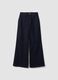 Dark blue high-waisted wide-leg stretch cotton jeans_4