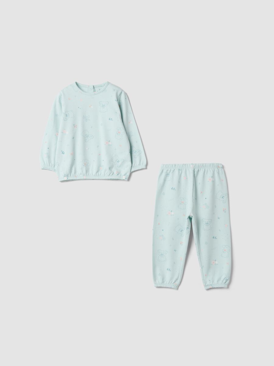 White organic cotton crew-neck pyjamas_0