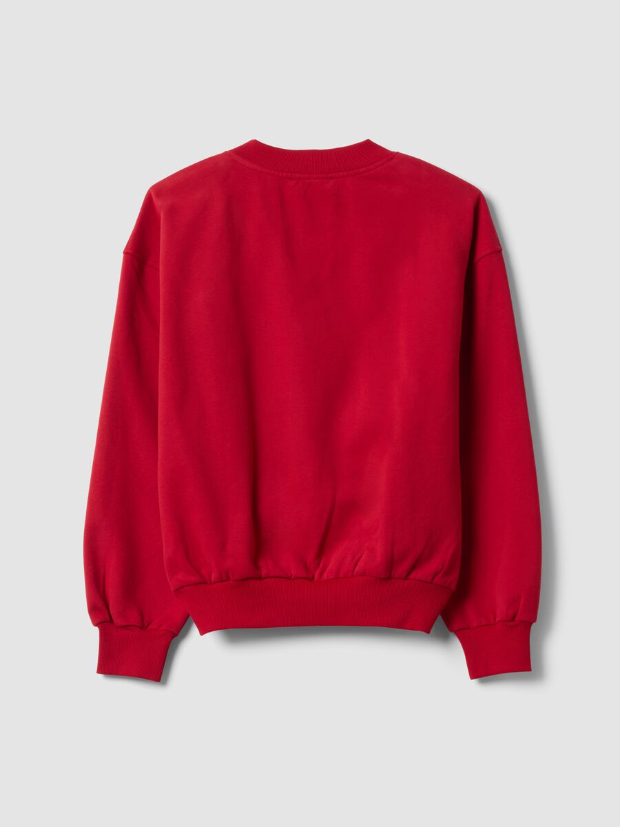 Red cotton-blend V-neck sweatshirt with oversized fit_6