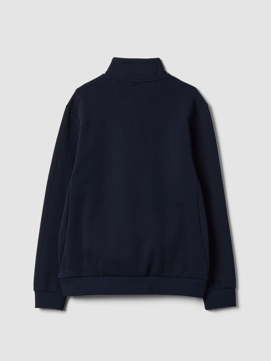 Navy blue breathable stretch-cotton half-zip, 2-way stretch_2