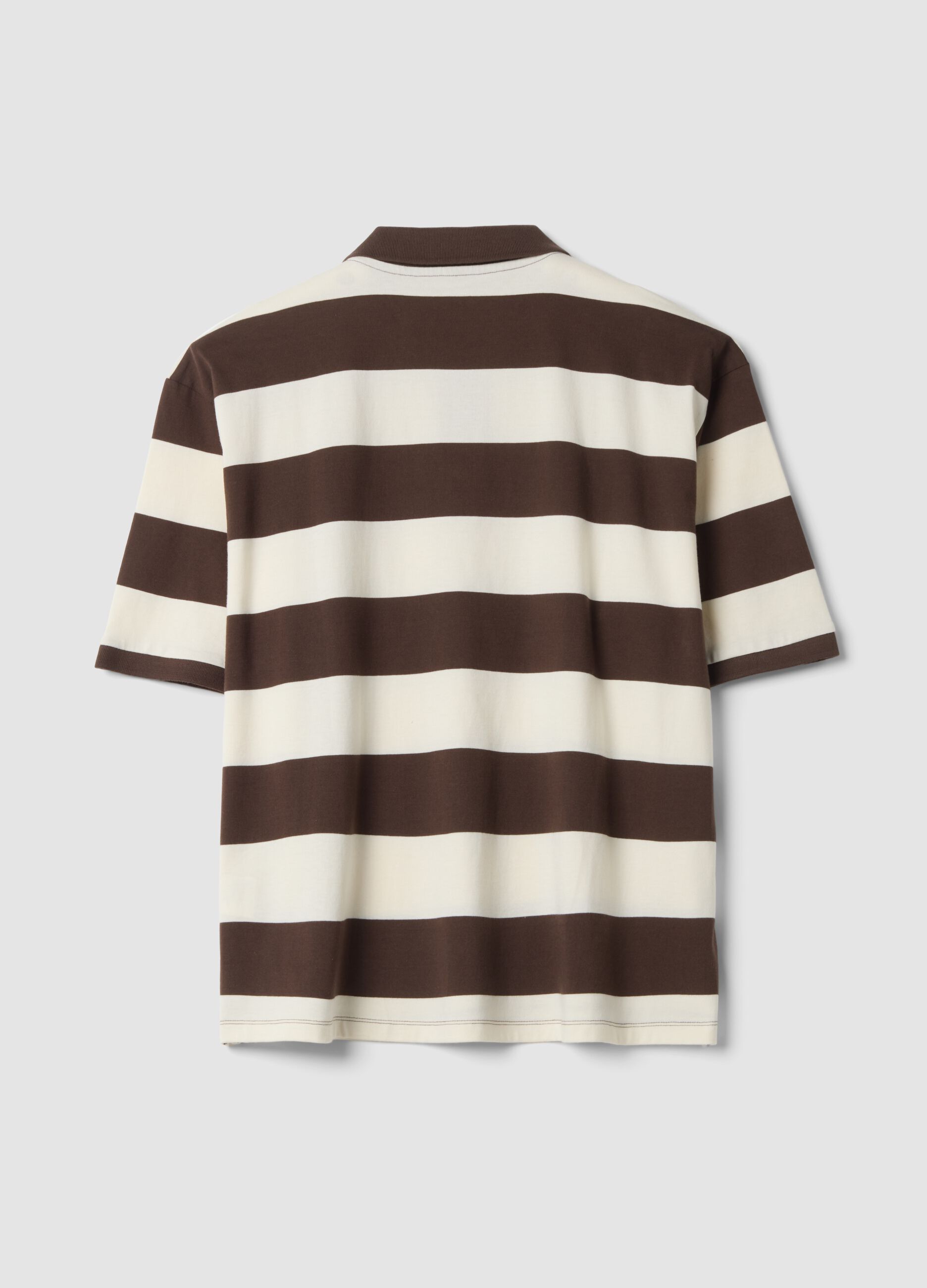 Polo marrone in puro cotone a righe regular fit