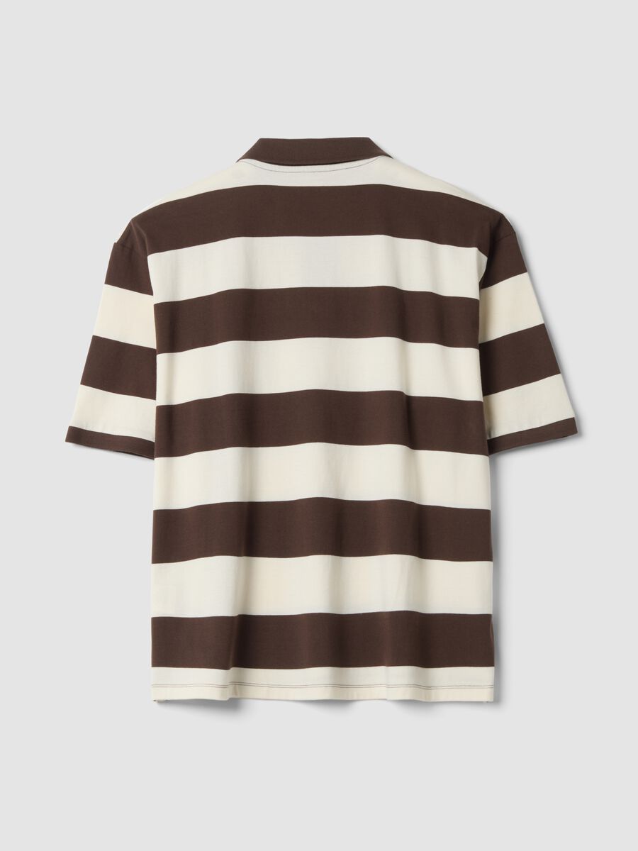 Polo marrone in puro cotone a righe regular fit_6