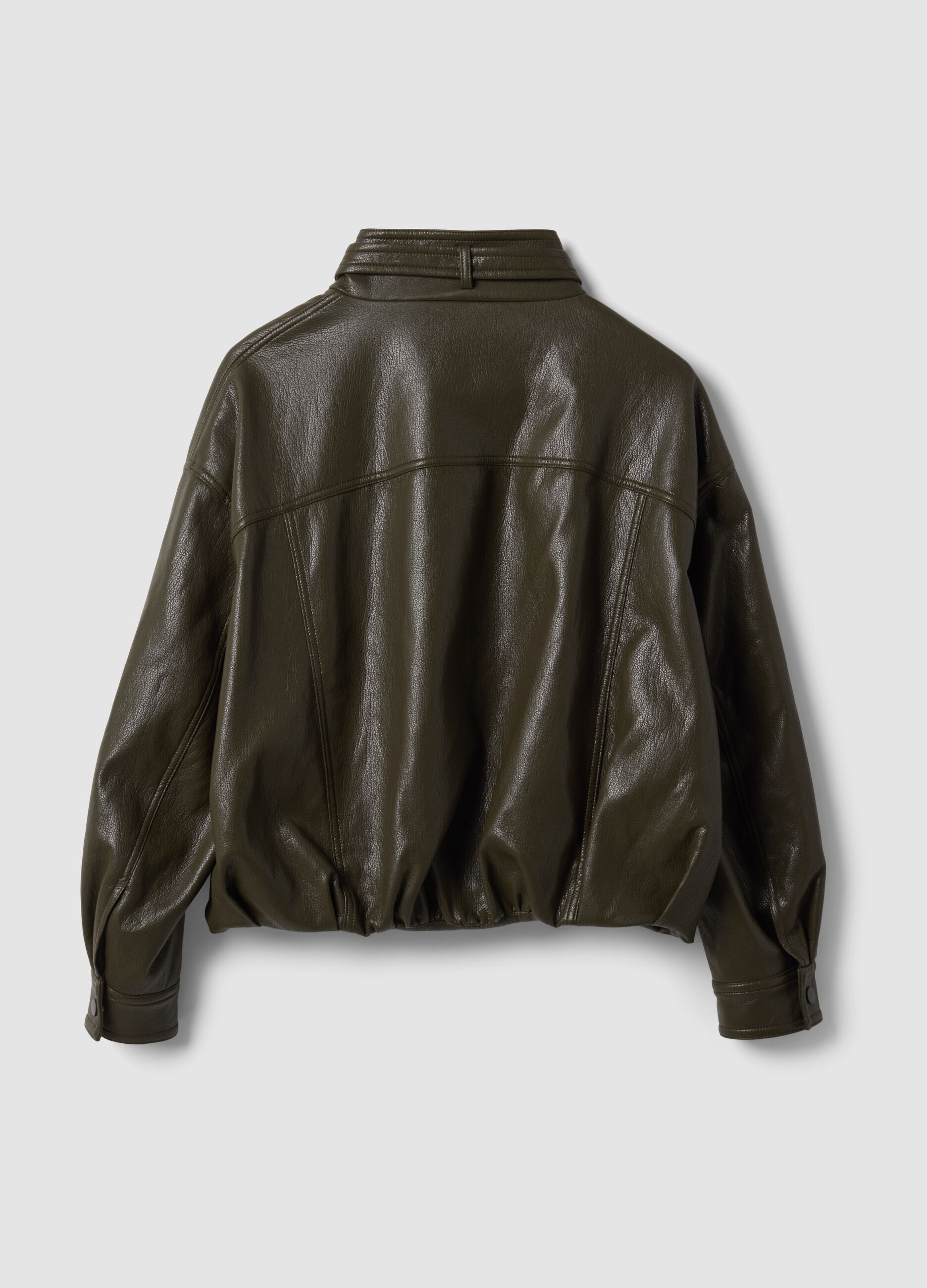 Green viscose-blend jacket with zip and belt