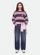 Maglia multicolor in misto viscosa a righe con ricamo orsetto regular fit_1