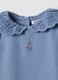 Blue stretch organic cotton top with broderie anglaise collar_2