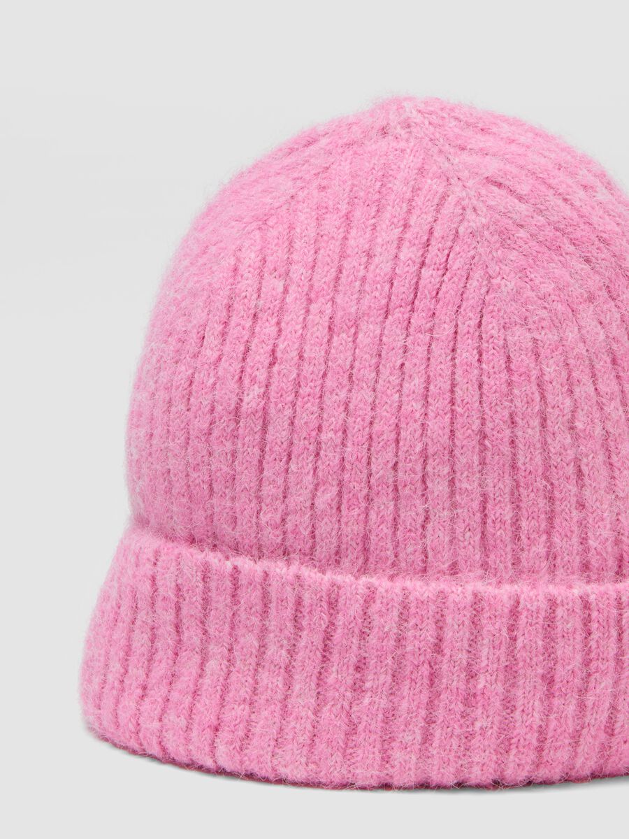 Pink ribbed stretch wool-blend hat_2
