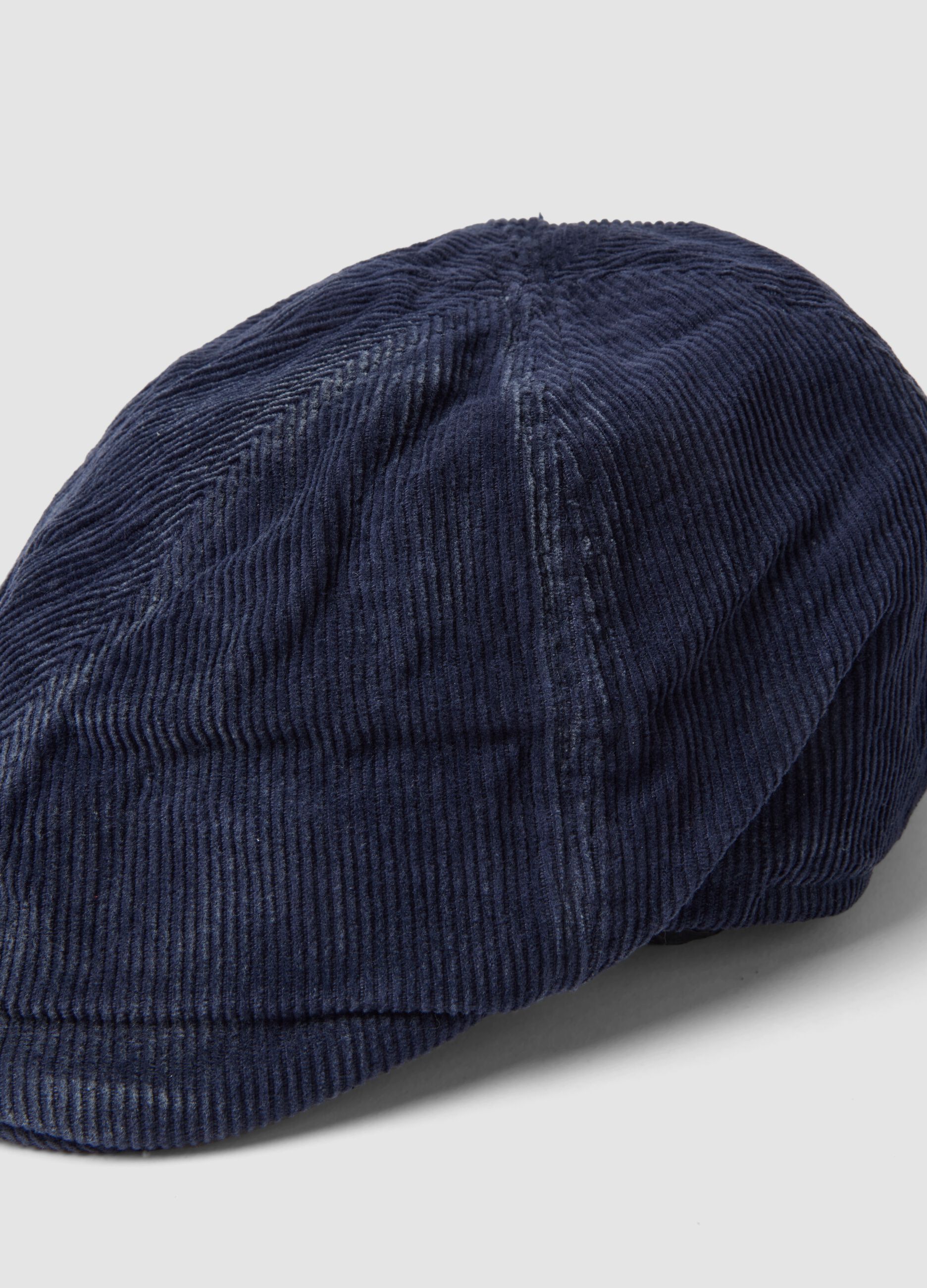 Coppola blu navy in puro cotone a costine