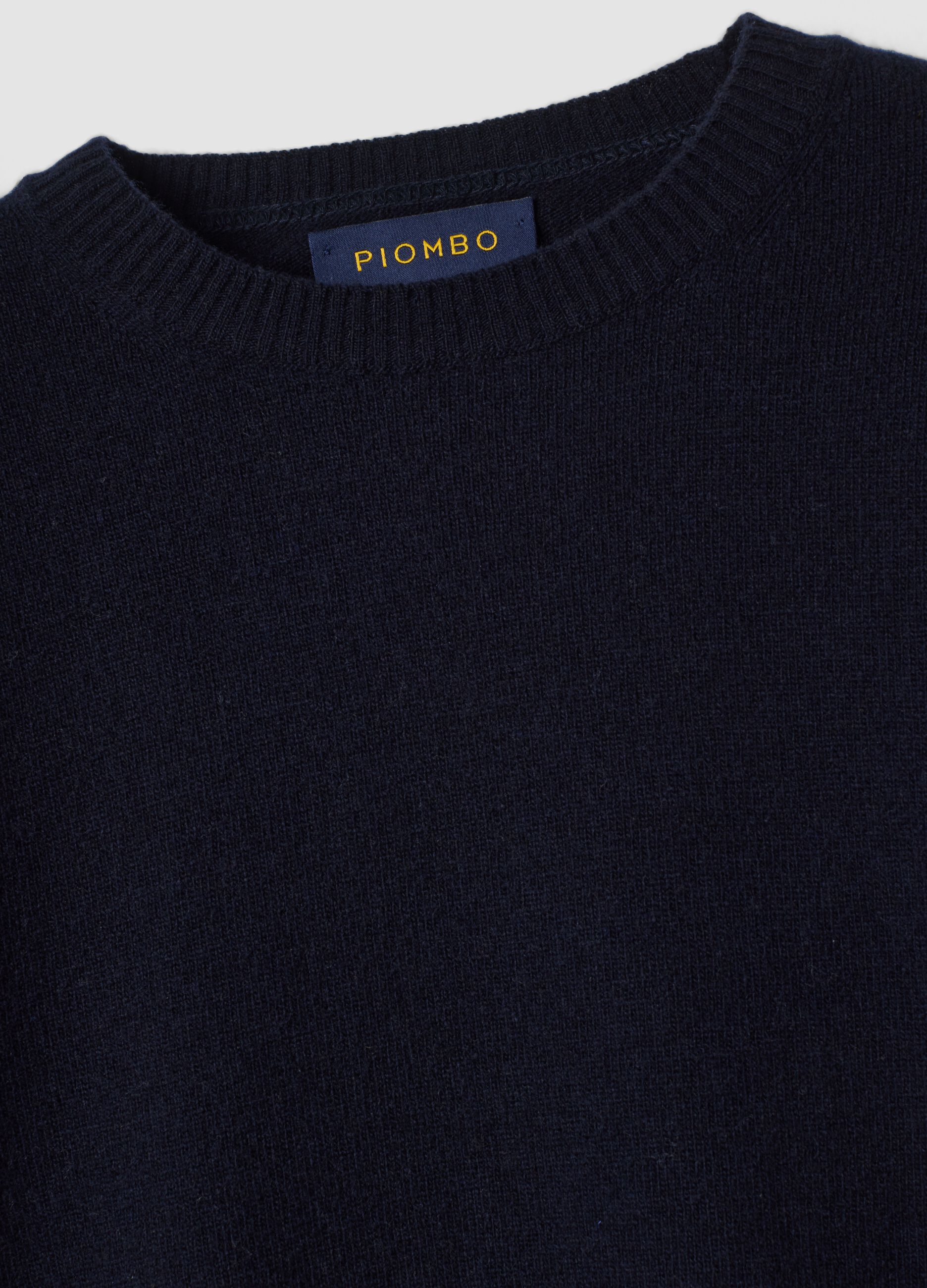 Blue pure wool crew-neck jumper, regular fit