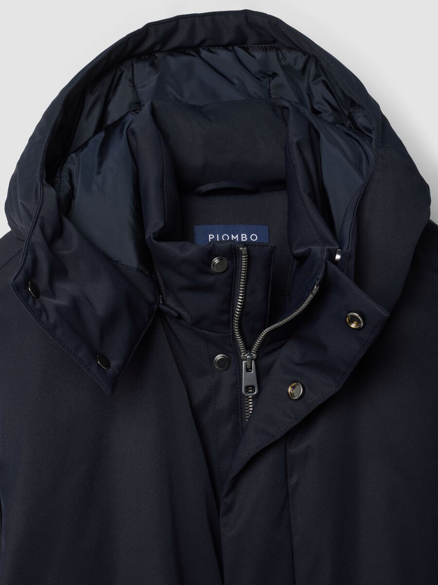 Giaccone imbottito blu con cappuccio regular fit idrorepellente_2
