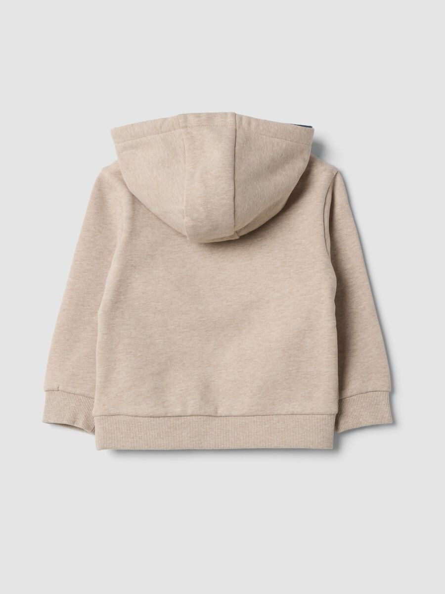 Beige pure cotton hoodie sweatshirt with crew neck_1