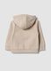 Beige pure cotton hoodie sweatshirt with crew neck_1