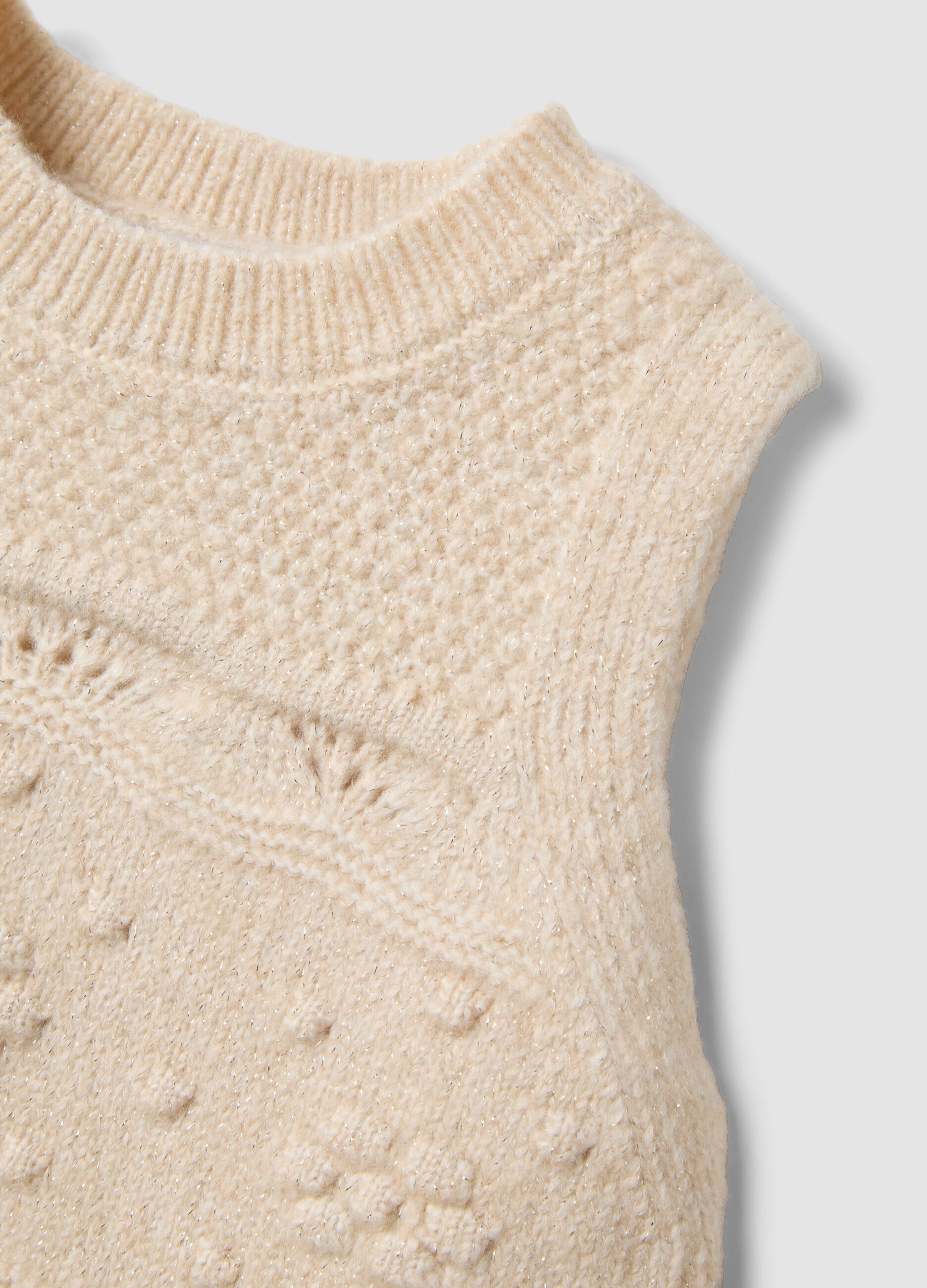 Gilet bianco in maglia con motivo in rilievo per bimba