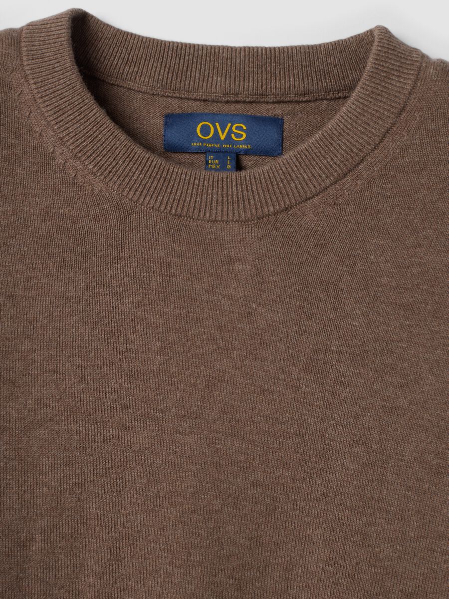 Brown cotton and cashmere blend crew-neck jumper_5