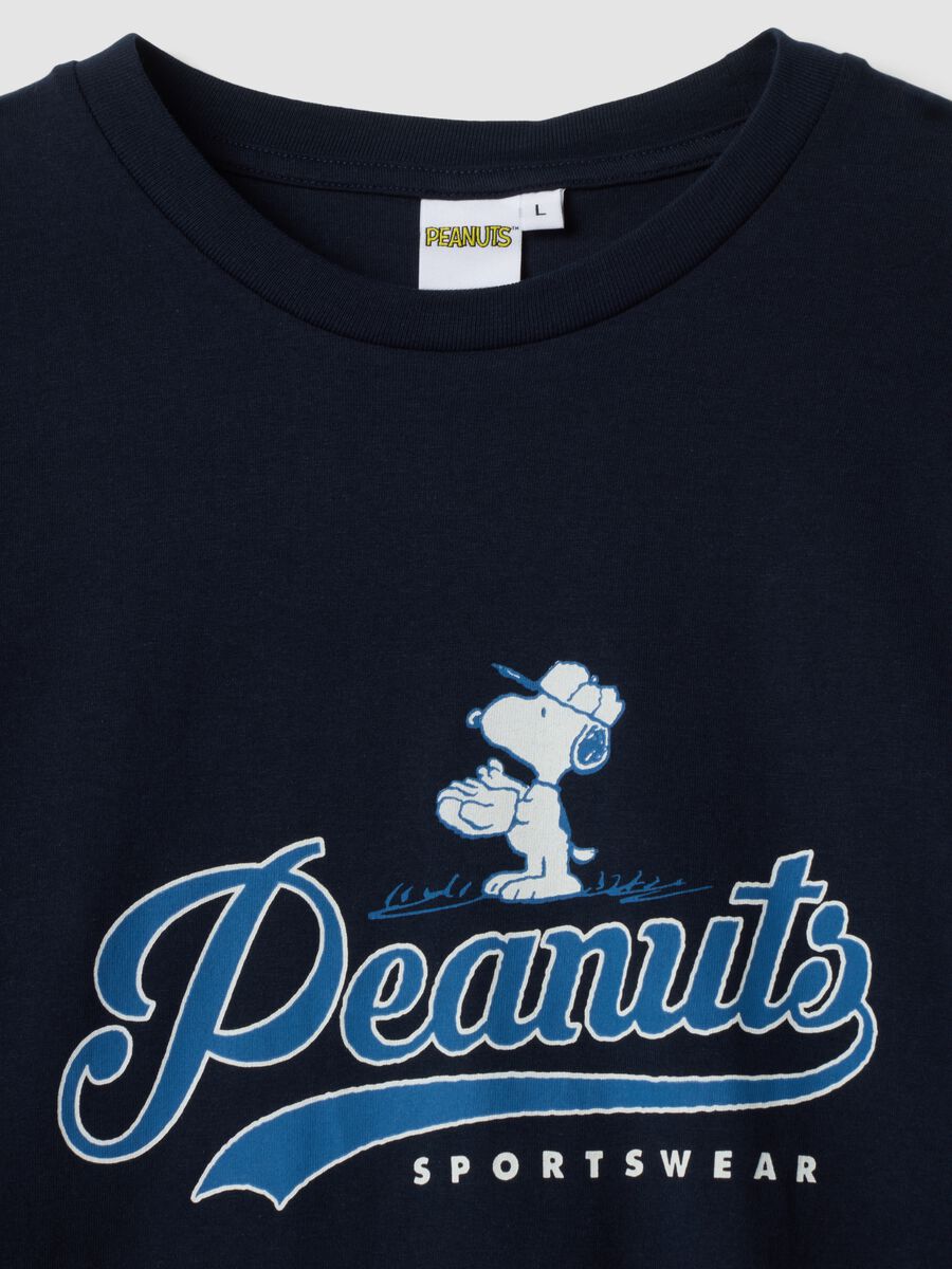 Maglia pigiama blu navy in puro cotone organico con stampa Peanuts_1