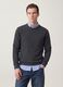 Maglia grigia in misto cotone e cashmere girocollo_0