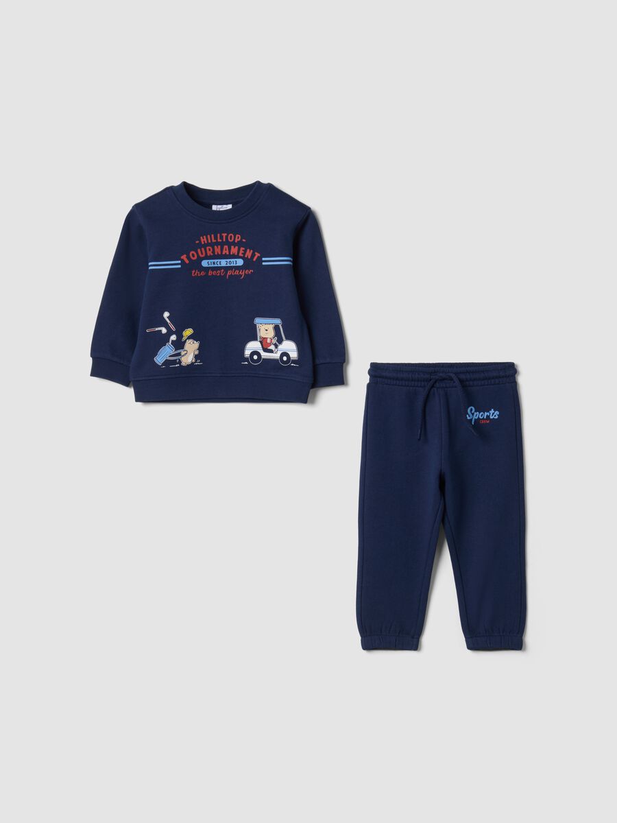 Blue pure cotton jogger set with sporty print_0