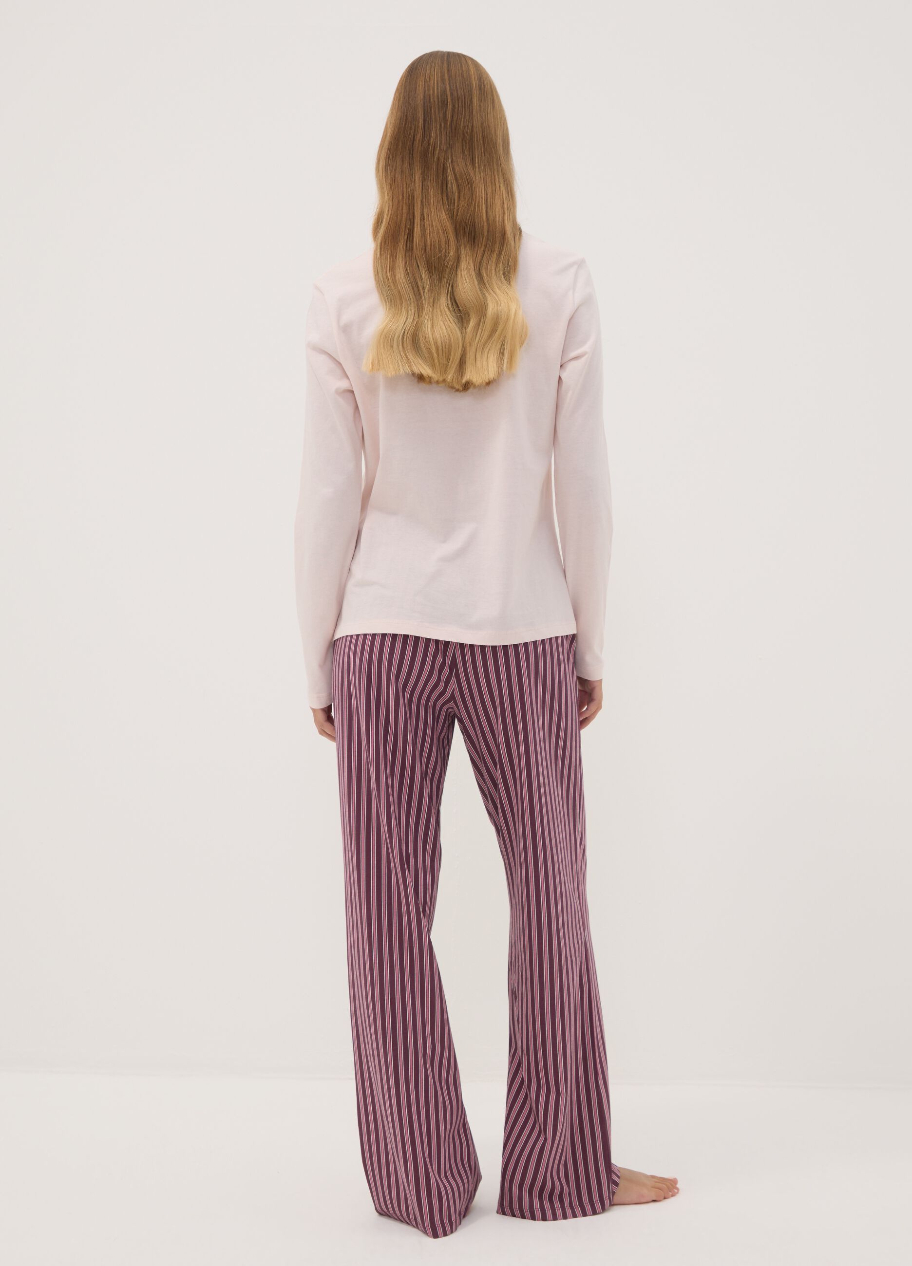 Mauve purple organic cotton crew-neck pyjamas
