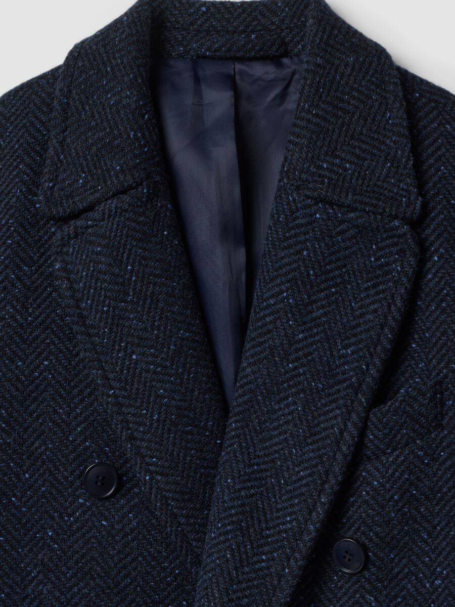 Indigo blue wool and viscose-blend coat_1