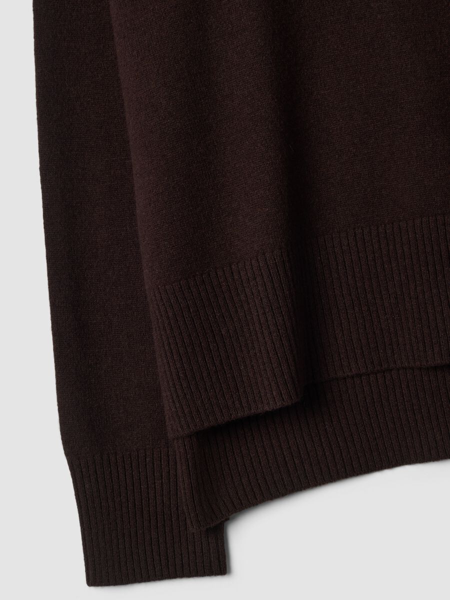 Brown pure wool jumper with high neck, oversized fit_1
