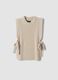 Beige ribbed wool-blend gilet with side ties, regular fit_0