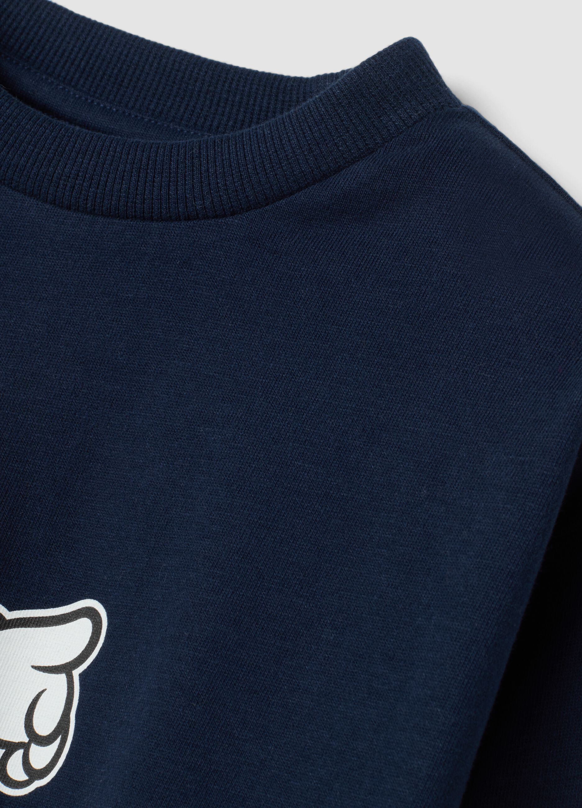 Blue oversized pure cotton crew-neck T-shirt with Mario Kart print