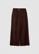 Pantaloni marrone scuro wide leg in puro cotone_0