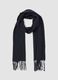 Blue viscose-blend scarf with fringes_0