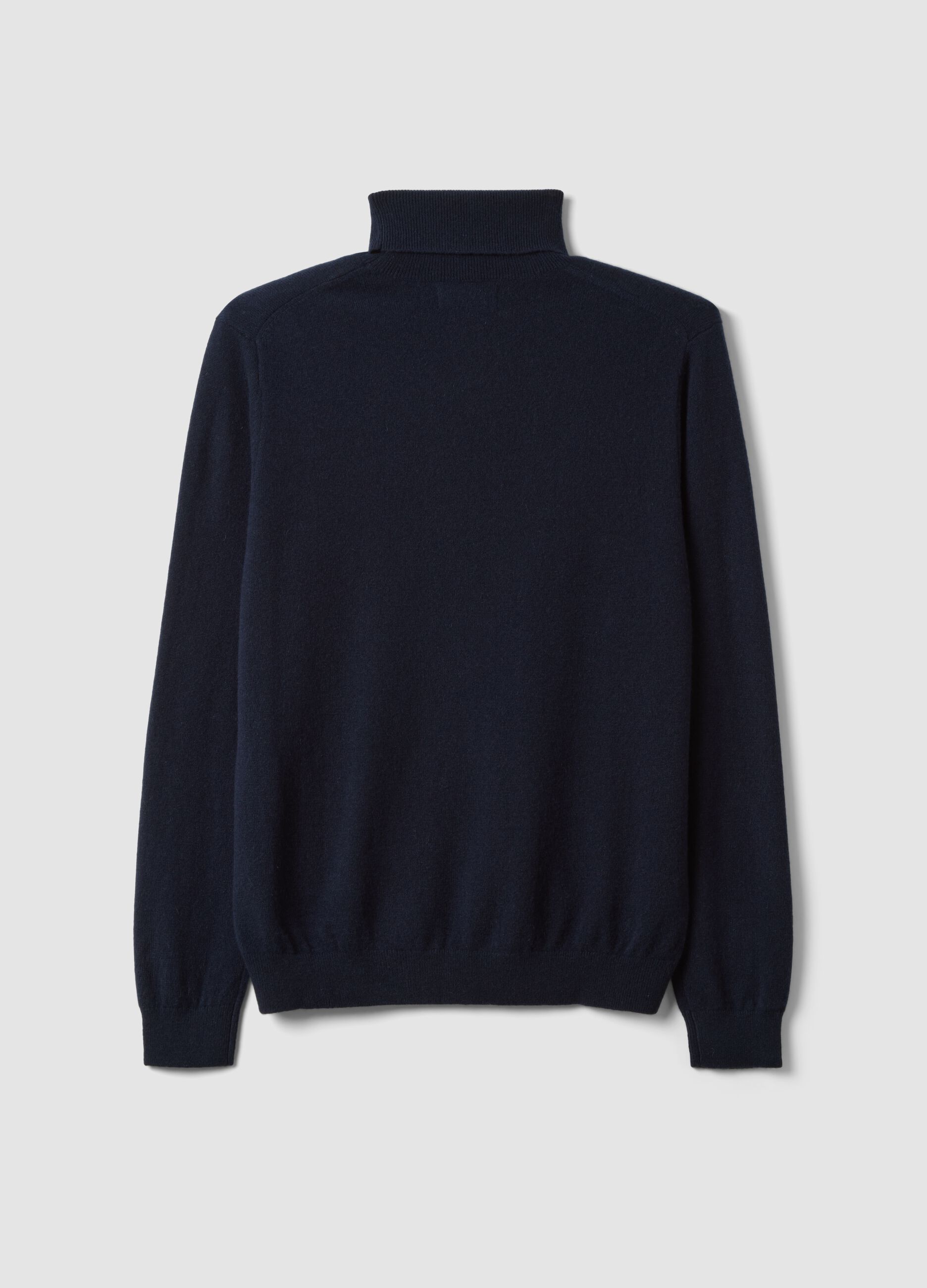 Blue pure cashmere roll-neck jumper, regular fit