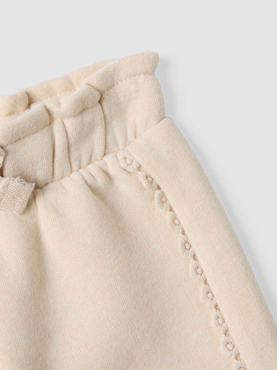 Beige wide-leg cotton-blend trousers_3