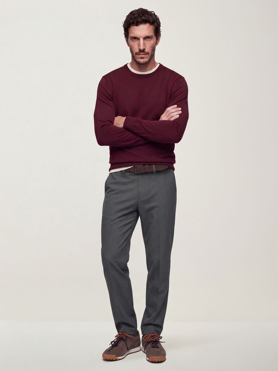 Grey slim-fit stretch viscose twill chino trousers_0