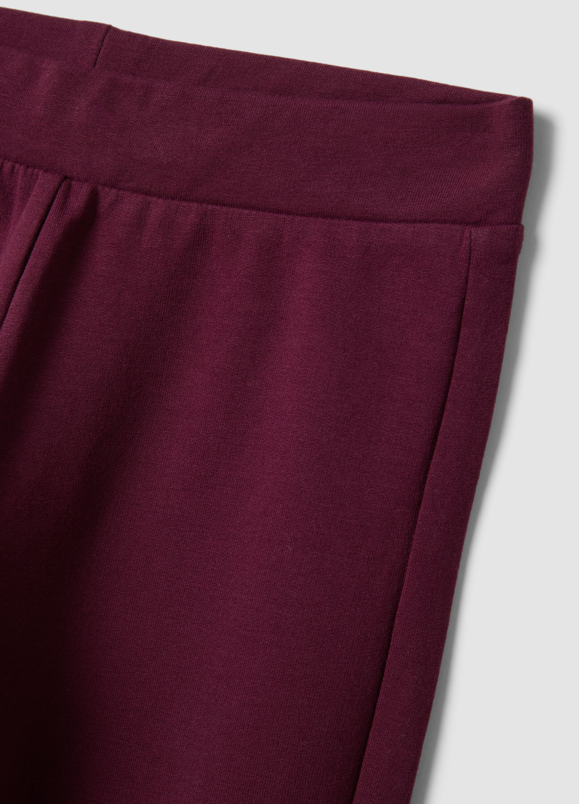 Leggings viola prugna flare in cotone elasticizzato