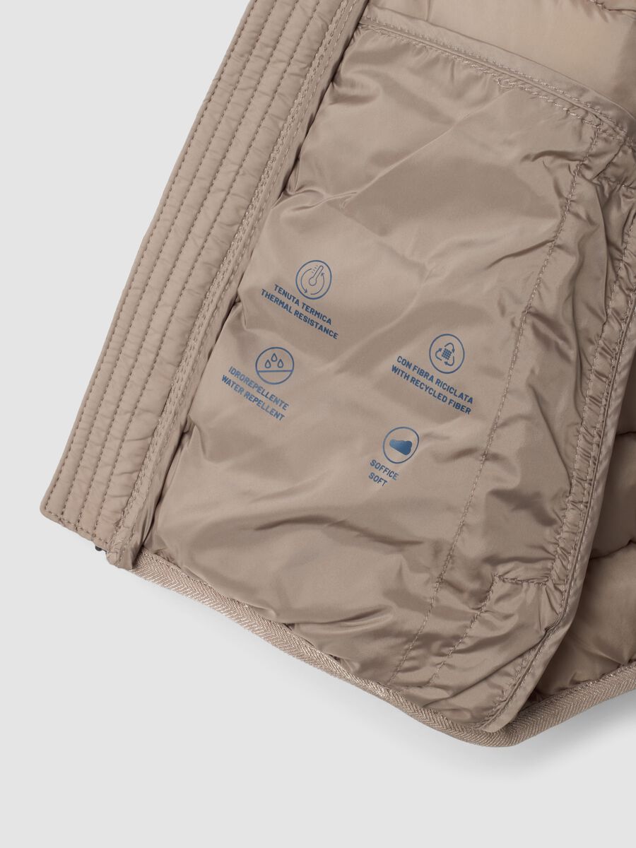 Beige ultralight padded hooded zip jacket for boys_3