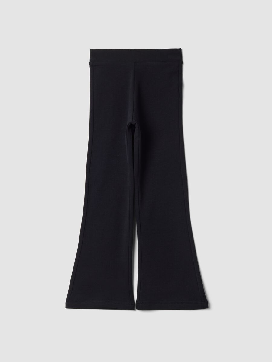 Blue flared leggings in stretchy organic cotton_0
