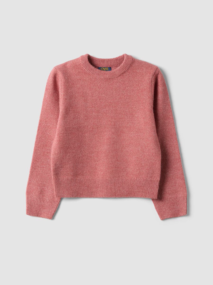 Pink stretch crew-neck jumper_0