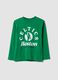 T-shirt verde in puro cotone con stampa Celtics relaxed fit_0