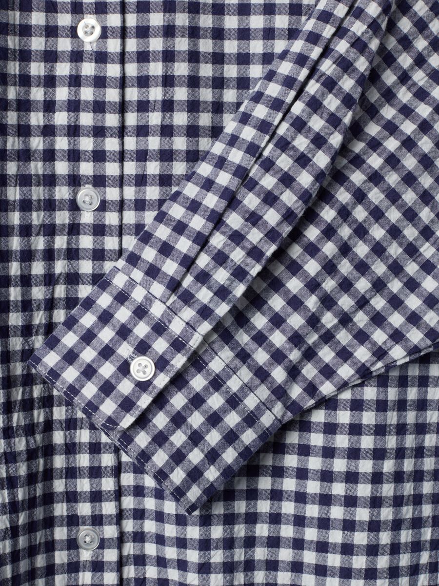 Blue checked regular-fit stretch cotton shirt_5