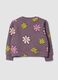 Felpa viola in puro cotone con stampa floreale e girocollo_1