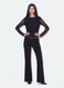Black fitted stretch bodysuit with rhinestones_1