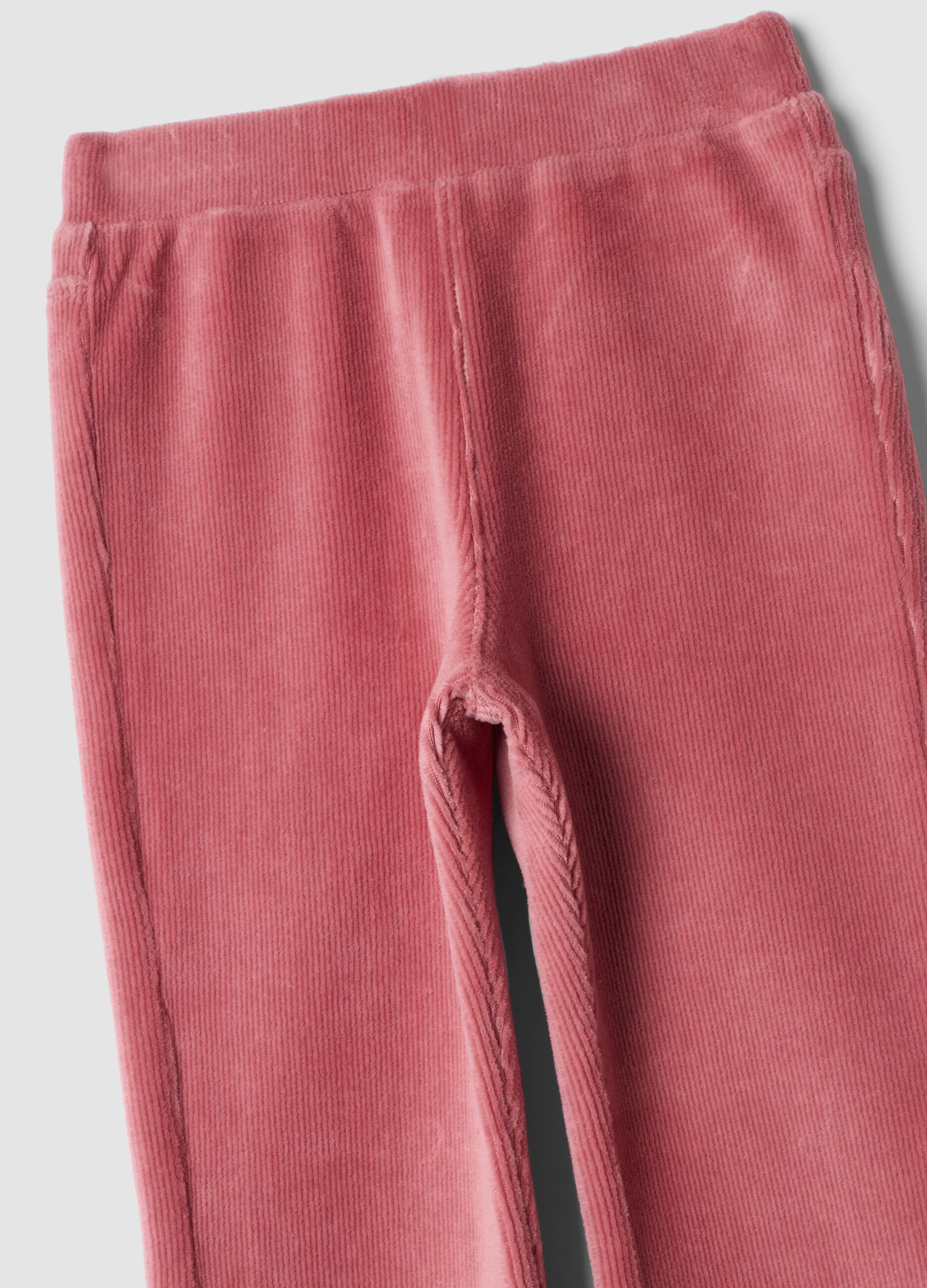 Pink ribbed stretch cotton flared trousers