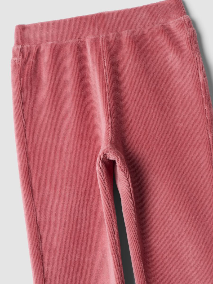 Pink ribbed stretch cotton flared trousers_2