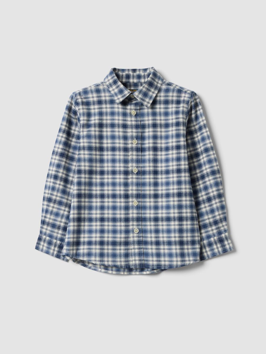 Blue checked pure cotton regular-fit shirt_0