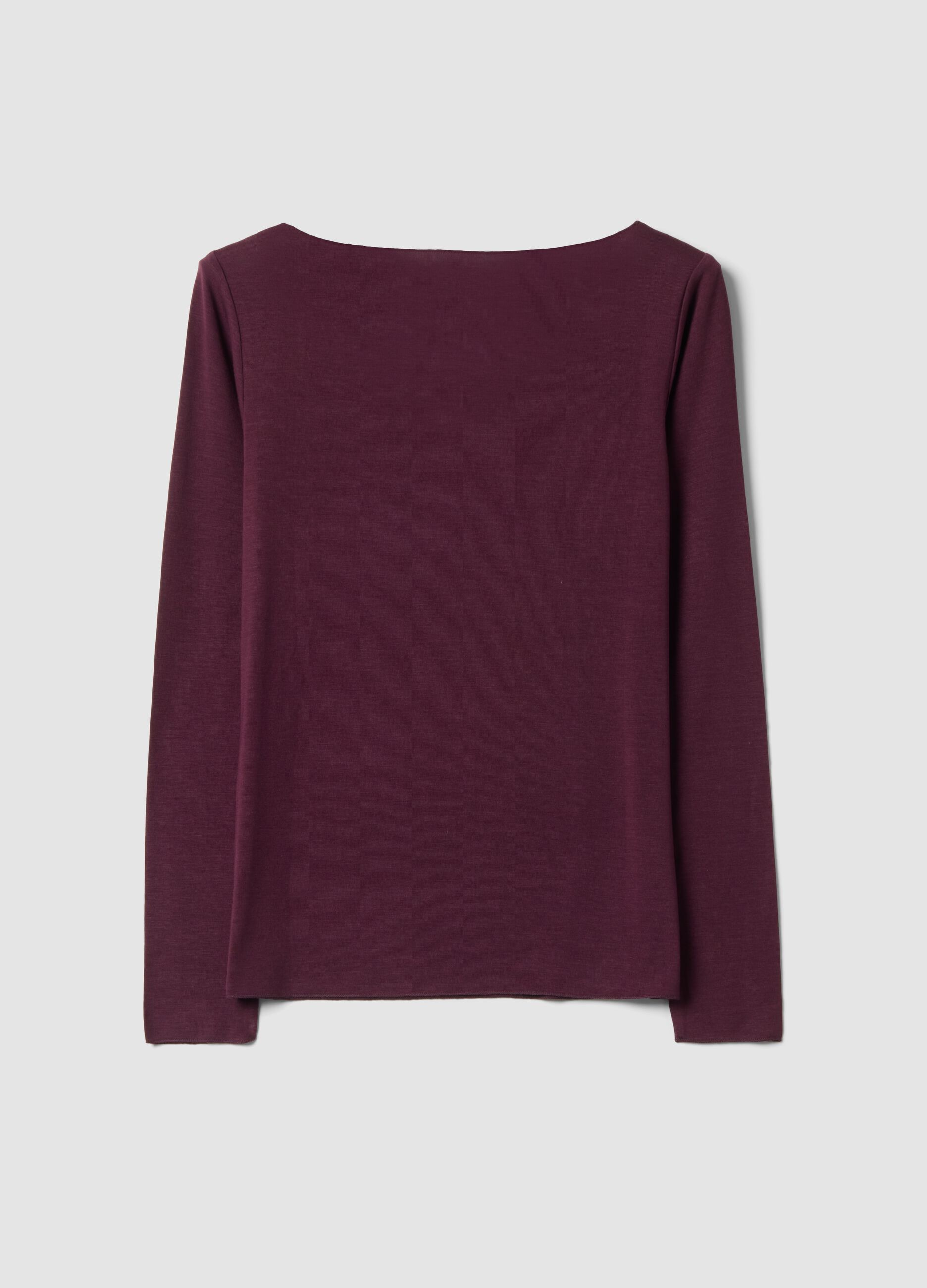 T-shirt viola in modal elasticizzato con girocollo regular fit