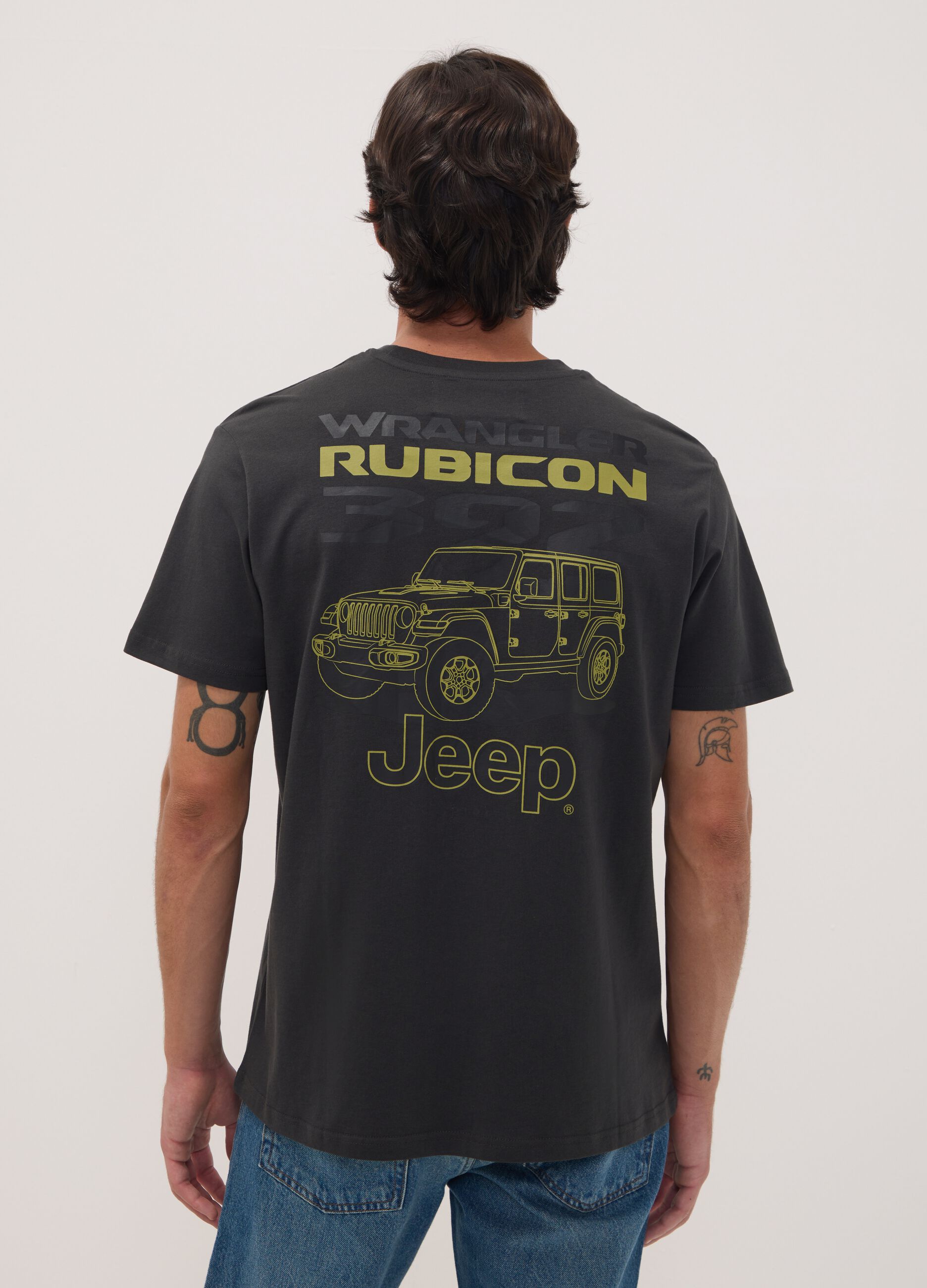 تي شيرت رمادي من القطن الخالص بطبعة Jeep